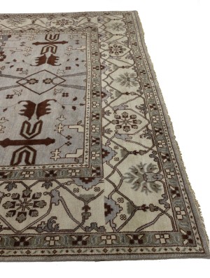 Greige Floral 12X18 Oushak Oriental Rug