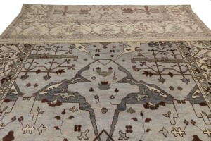 Greige Floral 12X18 Oushak Oriental Rug