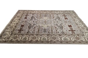 Greige Floral 12X18 Oushak Oriental Rug