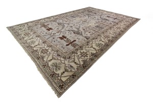 Greige Floral 12X18 Oushak Oriental Rug