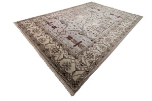 Greige Floral 12X18 Oushak Oriental Rug