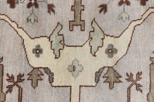 Greige Floral 12X18 Oushak Oriental Rug