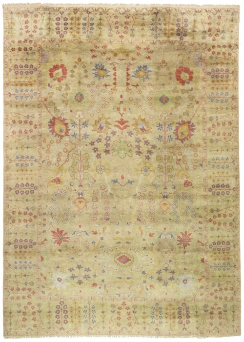 Beige Floral 10X14 Osh Chobi Oriental Rug