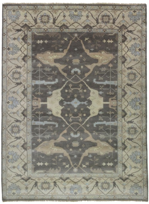 Taupe Floral 10X14 Oushak Oriental Rug