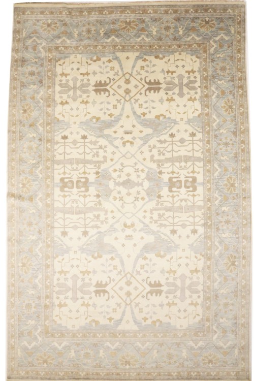 Cream Floral 13X21 Oushak Oriental Rug