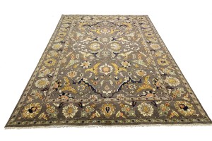 Brown Floral 10X14 Chobi Serapi Oriental Rug