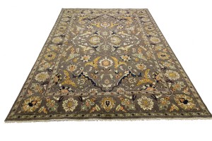 Brown Floral 10X14 Chobi Serapi Oriental Rug