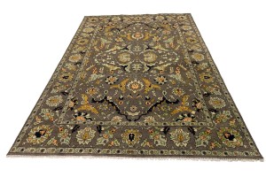 Brown Floral 10X14 Chobi Serapi Oriental Rug