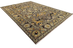 Brown Floral 10X14 Chobi Serapi Oriental Rug