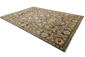 Brown Floral 10X14 Chobi Serapi Oriental Rug