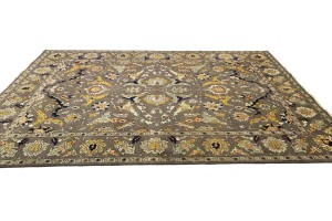 Brown Floral 10X14 Chobi Serapi Oriental Rug