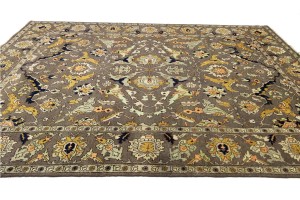 Brown Floral 10X14 Chobi Serapi Oriental Rug