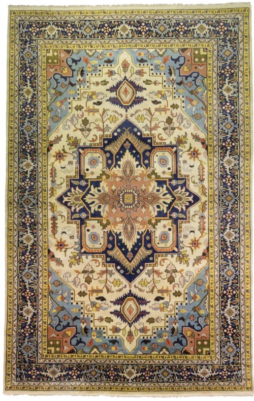 Cream Floral 12X18 Heriz Serapi Oriental Rug