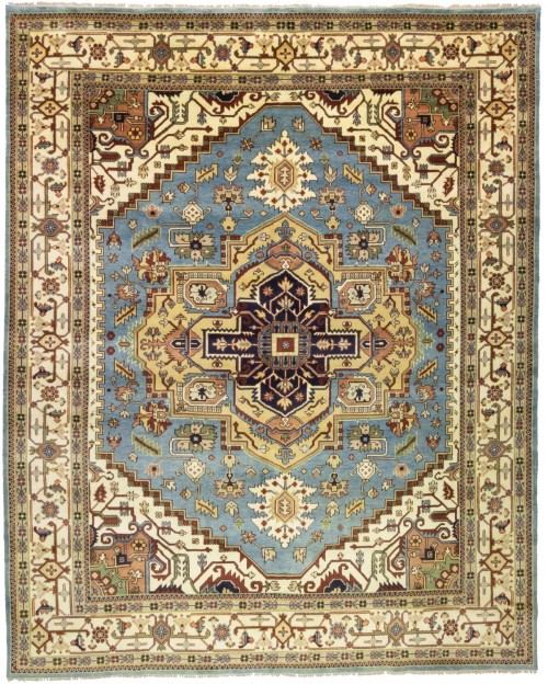 Light Blue Floral 12X15 Heriz Serapi Oriental Rug