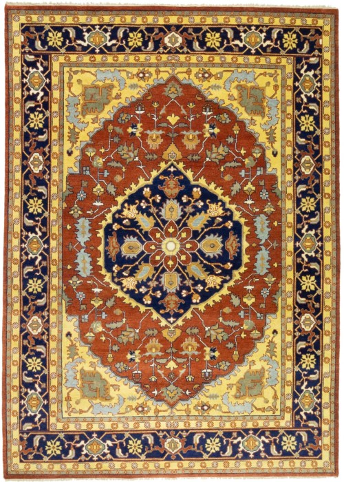 Rust Orange Floral 10X14 Heriz Serapi Oriental Rug