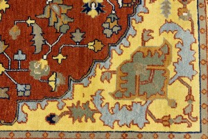 Rust Orange Floral 10X14 Heriz Serapi Oriental Rug