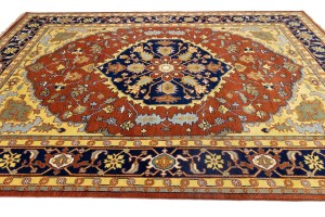 Rust Orange Floral 10X14 Heriz Serapi Oriental Rug