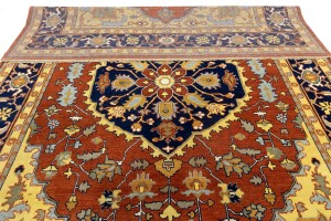 Rust Orange Floral 10X14 Heriz Serapi Oriental Rug