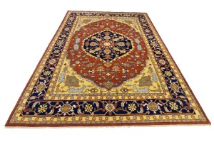Rust Orange Floral 10X14 Heriz Serapi Oriental Rug