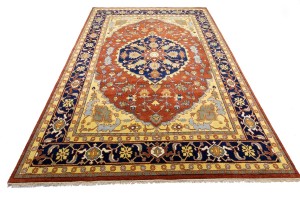 Rust Orange Floral 10X14 Heriz Serapi Oriental Rug
