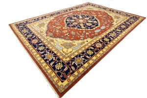 Rust Orange Floral 10X14 Heriz Serapi Oriental Rug