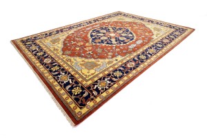Rust Orange Floral 10X14 Heriz Serapi Oriental Rug
