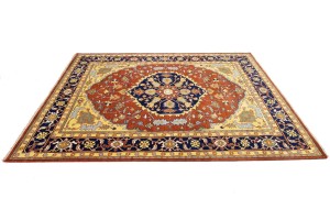 Rust Orange Floral 10X14 Heriz Serapi Oriental Rug