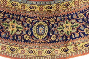 Rust Orange Floral 10X10 Indo-Sarouk Oriental Round Rug