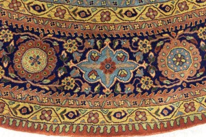 Rust Orange Floral 10X10 Indo-Sarouk Oriental Round Rug