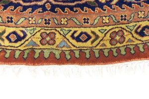 Rust Orange Floral 10X10 Indo-Sarouk Oriental Round Rug