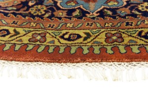Rust Orange Floral 10X10 Indo-Sarouk Oriental Round Rug