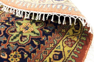 Rust Orange Floral 10X10 Indo-Sarouk Oriental Round Rug