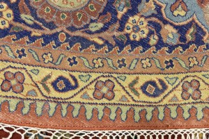 Rust Orange Floral 10X10 Indo-Sarouk Oriental Round Rug