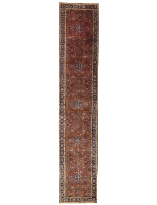 Rust Orange Floral 3X14 Indo-Sarouk Oriental Runner Rug