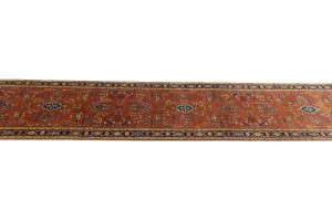 Rust Orange Floral 3X12 Indo-Sarouk Oriental Runner Rug