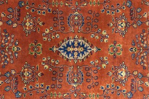 Rust Orange Floral 3X12 Indo-Sarouk Oriental Runner Rug
