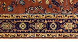 Rust Orange Floral 3X12 Indo-Sarouk Oriental Runner Rug