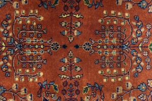 Rust Orange Floral 3X12 Indo-Sarouk Oriental Runner Rug