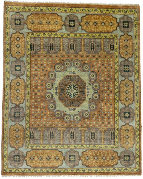 Rust Orange Geometric 8X10 Mamluk Oriental Rug