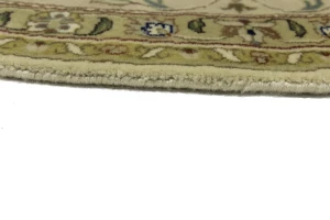 Cream Beige Floral 8X8 Indo-Tabriz Oriental Round Rug