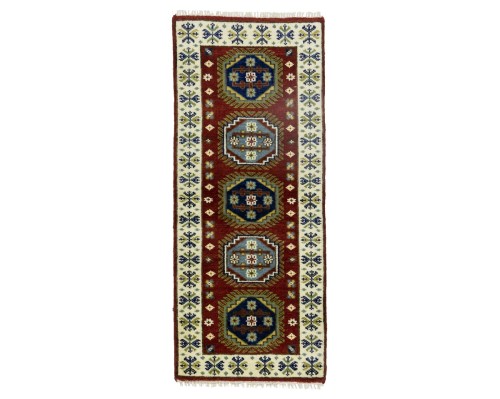 Rusty Red Tribal 2'3X5'5 Kazak Oriental Runner Rug