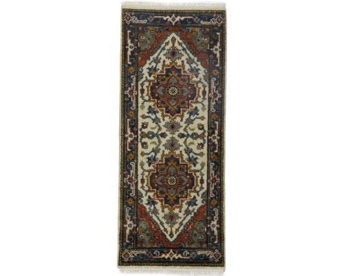 Cream Geometric 3X6 Heriz Serapi Oriental Rug