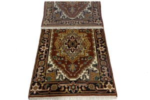Rust Orange Floral 3X6 Heriz Serapi Oriental Rug