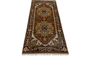 Rust Orange Floral 3X6 Heriz Serapi Oriental Rug