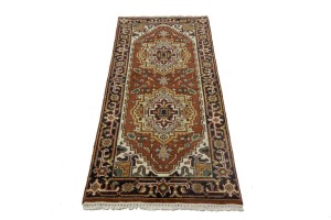 Rust Orange Floral 3X6 Heriz Serapi Oriental Rug