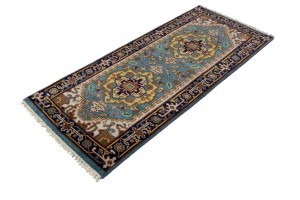 Blue Floral 3X6 Heriz Serapi Oriental Rug