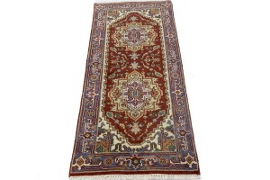 Rusty Red Floral 2'5X6'0 Heriz Serapi Oriental Runner Rug