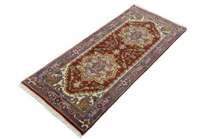 Rusty Red Floral 2'5X6'0 Heriz Serapi Oriental Runner Rug