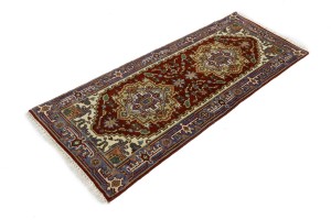Rusty Red Floral 2'5X6'0 Heriz Serapi Oriental Runner Rug