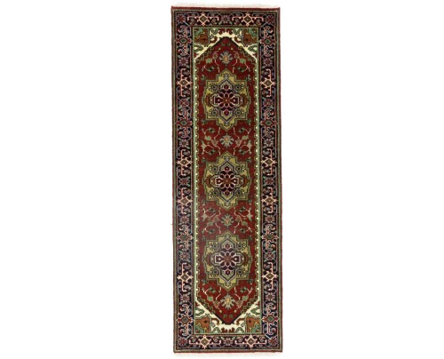 Rusty Red Floral 3X8 Heriz Serapi Oriental Runner Rug